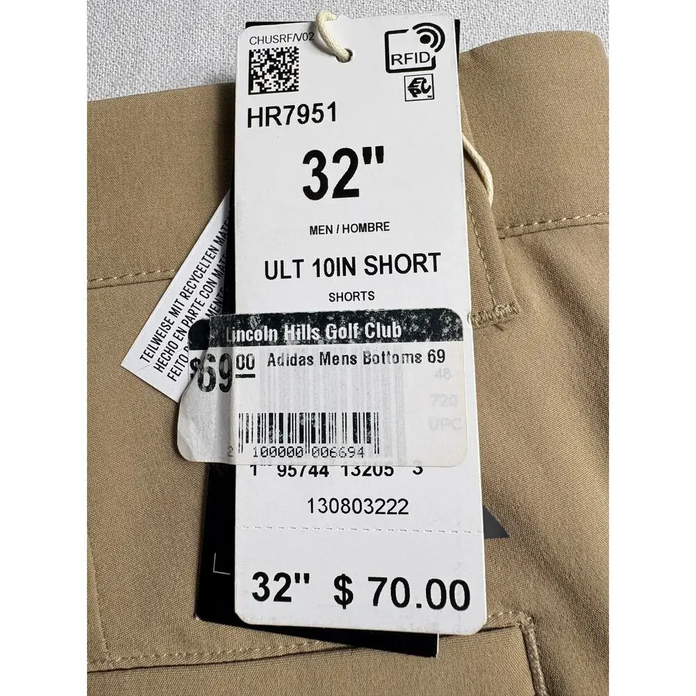 Adidas Ultimate 365 10-Inch Golf Shorts khaki Size 32 NWT